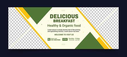 página de capa de vegetais de comida saudável oferta de modelo de banner de mídia social banner de oferta vetor