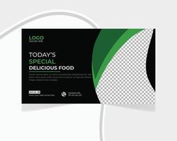 menu de comida do restaurante miniatura do youtube negócios e design de modelo de banner da web vetor