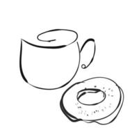 xícaras com café e chá. rosquinha. foto. logotipo. definir. vetor