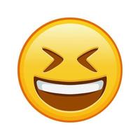 rosto sorridente com boca aberta e olhos bem fechados tamanho grande de sorriso emoji amarelo vetor