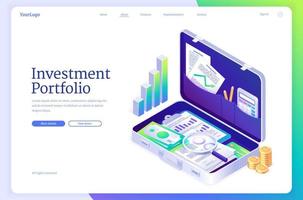 banner de portfólio de investimentos com maleta vetor