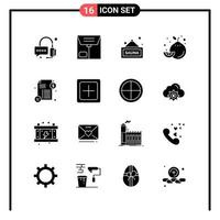 conjunto de 16 ícones de estilo sólido para símbolos de glifo web e móvel para imprimir sinais de ícone sólido isolados no fundo branco conjunto de 16 ícones de fundo de vetor de ícone preto criativo