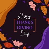 cartão de feliz dia de ação de graças com folhas de outono coloridas vetor