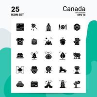 25 conjunto de ícones do Canadá 100 eps editáveis 10 arquivos idéias de conceito de logotipo de negócios design de ícone de glifo sólido vetor