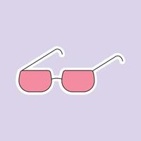 óculos de sol rosa isolados em fundo roxo suave vetor