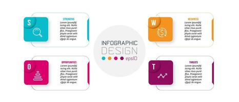 modelo de infográfico de conceito de negócio com análise swot. vetor