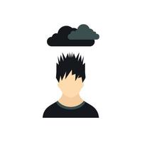 homem deprimido com nuvem escura sobre seu ícone de cabeça vetor