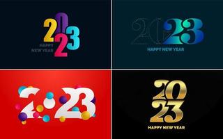 conjunto de design de logotipo 2023 feliz ano novo. modelo de design de número 2023. decoração de natal 2023 símbolos de feliz ano novo. design moderno de natal para banner. rede social. capa e calendário vetor