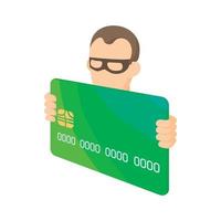 ícone de ladrão de cartão de crédito, estilo cartoon vetor
