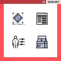 4 cores planas de linhas preenchidas de vetores temáticos e símbolos editáveis de habilidades de arquitetura modelo de trabalho de texto elementos de design de vetores editáveis