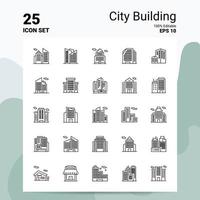 Conjunto de ícones de construção de 25 cidades 100 eps editáveis 10 arquivos de conceito de logotipo de negócios ideias de design de ícone de linha vetor
