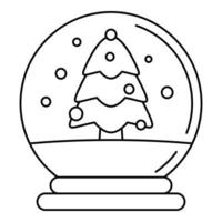 ícone de bola de vidro de árvore de neve, estilo de estrutura de tópicos vetor