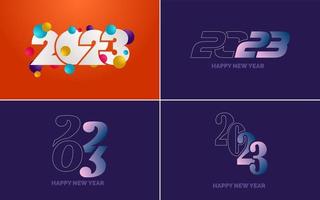 conjunto de design de logotipo 2023 feliz ano novo. modelo de design de número 2023. decoração de natal 2023 símbolos de feliz ano novo. design moderno de natal para banner. rede social. capa e calendário vetor