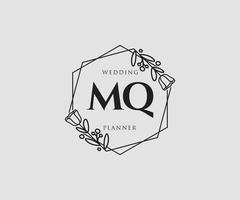 logotipo feminino mq inicial. utilizável para logotipos de natureza, salão, spa, cosméticos e beleza. elemento de modelo de design de logotipo de vetor plana.