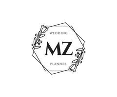 logotipo feminino mz inicial. utilizável para logotipos de natureza, salão, spa, cosméticos e beleza. elemento de modelo de design de logotipo de vetor plana.