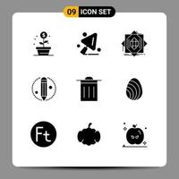 9 ícones criativos sinais e símbolos modernos de elementos de design de vetores editáveis criativos de lápis de núcleo básico da interface do usuário