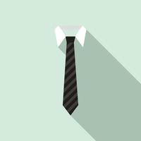 gravata preta em um ícone de colarinho de camisa, estilo plano vetor