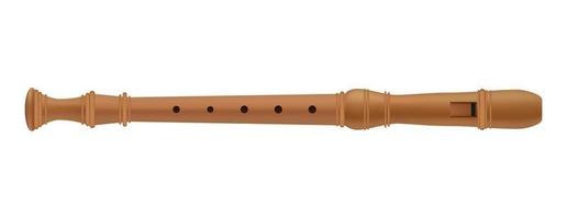 flauta musical de maquete de madeira, estilo realista vetor