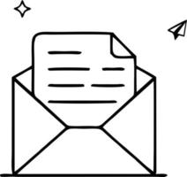 ícone de envelope em imagem vetorial preta, ilustração de envelope em preto sobre fundo branco, um design de envelope em um fundo branco vetor