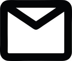 ícone de envelope em imagem vetorial preta, ilustração de envelope em preto sobre fundo branco, um design de envelope em um fundo branco vetor