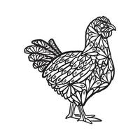 desenho de padrão para colorir de desenho de animal de galinha galinha vetor