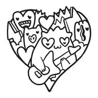 desenho de coração bonito dia dos namorados para colorir vetor