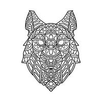 desenho de padrão para colorir de doodle de animal de lobo vetor