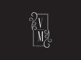 design de letra de logotipo de luxo mínimo vm vm vetor