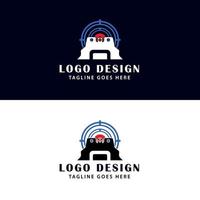 design de logotipo de treinamento tático - design de logotipo de arma e mira vetor