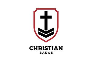 escudo jesus cruz cristã distintivo militar emblema design de logotipo vetor