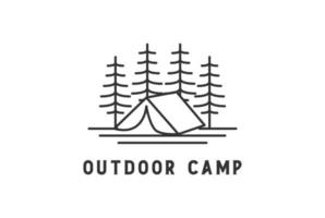 hipster pinho cedro abeto conífera cicuta cipreste sempre-verde abeto floresta com tenda para acampamento ao ar livre logotipo escoteiro vetor