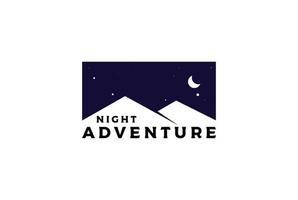 montanha de rocha de gelo de céu noturno vintage para design de logotipo de aventura ao ar livre vetor
