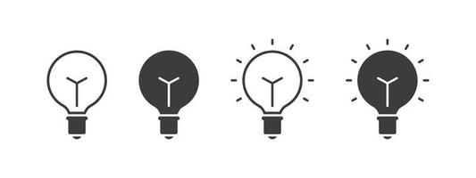 ícones de lâmpada. estilo plano. símbolo da ideia, ilustração do logotipo. ilustração vetorial vetor