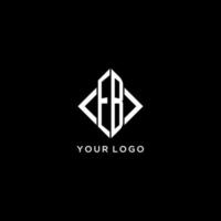 monograma inicial eb com design de logotipo em forma de losango vetor