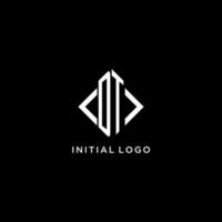dt monograma inicial com design de logotipo em forma de losango vetor