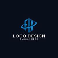 logo fx monograma inicial com formato hexagonal e design swoosh vetor