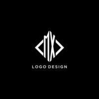 monograma inicial mx com design de logotipo em forma de losango vetor