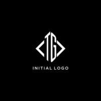 tg monograma inicial com design de logotipo em forma de losango vetor