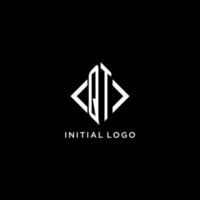 monograma inicial qt com design de logotipo em forma de losango vetor