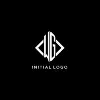 monograma inicial wg com design de logotipo em forma de losango vetor