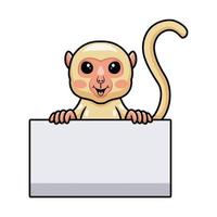 desenho de macaco albino bonitinho com sinal em branco vetor