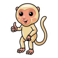 desenho animado de macaquinho albino bonitinho desistindo de polegar para cima vetor