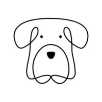 vetor logotipo de cara de cachorro de uma linha fofo. animal de estimação minimalista em estilo escandinavo desenhado à mão abstrata. arte de linha contínua para banner, design de livro, ilustração da web