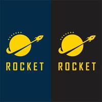 logotipo do foguete espacial e vetor com modelo de slogan