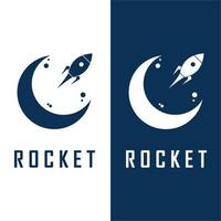 logotipo do foguete espacial e vetor com modelo de slogan