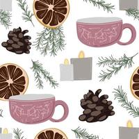 padrão perfeito com elementos desenhados à mão hygge. objetos coloridos para design escandinavo aconchegante. ilustração vetorial. vetor