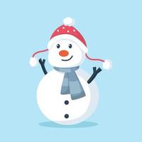 ilustração de design de personagem de boneco de neve de inverno fofo vetor