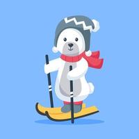 fofo urso polar na ilustração de design de personagens de inverno vetor