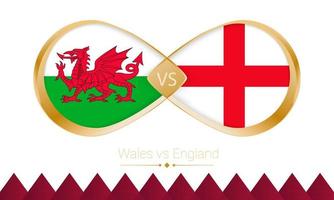 País de Gales contra o ícone de ouro da Inglaterra para a partida de futebol 2022. vetor
