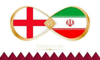 inglaterra contra o ícone de ouro do irã para a partida de futebol 2022. vetor